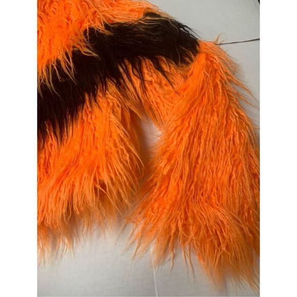 Faux Fur Chevron Striped Jacket - Picture 4 of 10